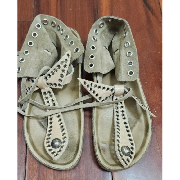 Isabel Marant Suede Studded LaceUp Sandals Women’s Sze 38 Leather Boho Gladiator - Picture 5 of 16